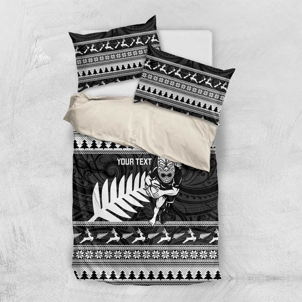 New Zealand Christmas Rugby Personalised Bedding Set Meri Kirihimete All Black Maori - Polynesian Pride