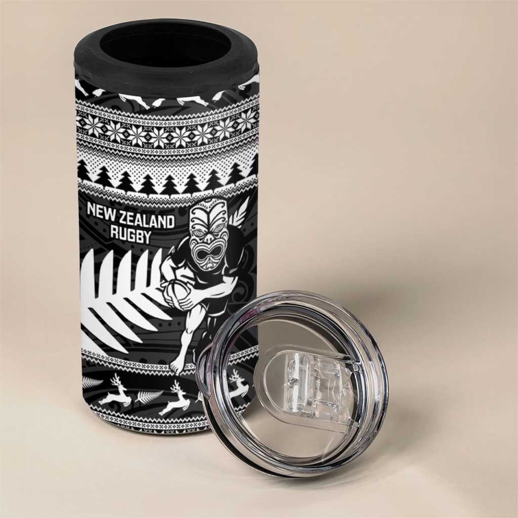 New Zealand Christmas Rugby Personalised 4 in 1 Can Cooler Tumbler Meri Kirihimete All Black Maori LT14 - Polynesian Pride