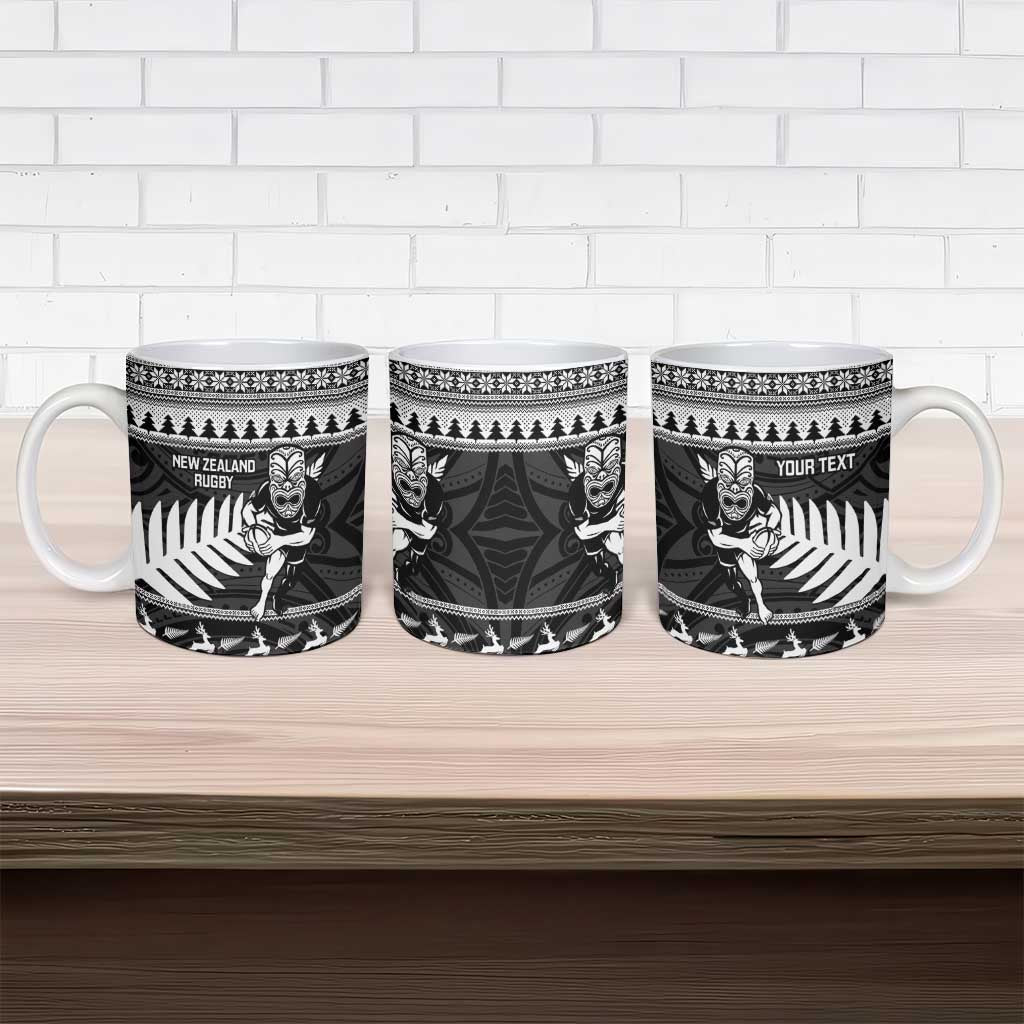 New Zealand Christmas Rugby Personalised Ceramic Mug Meri Kirihimete All Black Maori - Polynesian Pride