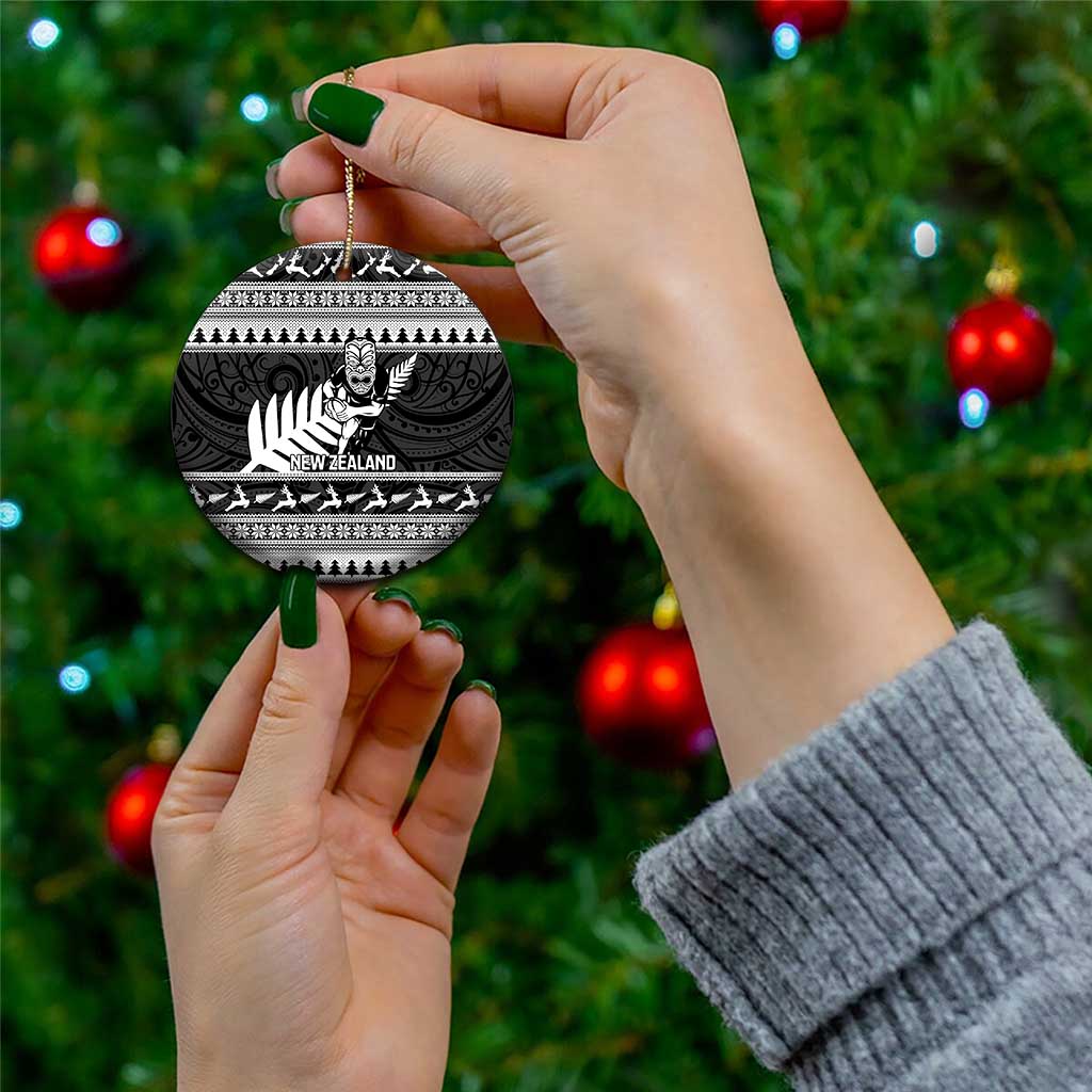 New Zealand Christmas Rugby Personalised Ceramic Ornament Meri Kirihimete All Black Maori - Polynesian Pride