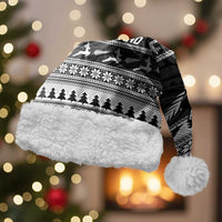New Zealand Christmas Rugby Personalised Christmas Santa Hat Meri Kirihimete All Black Maori LT14 With Fur Black - Polynesian Pride