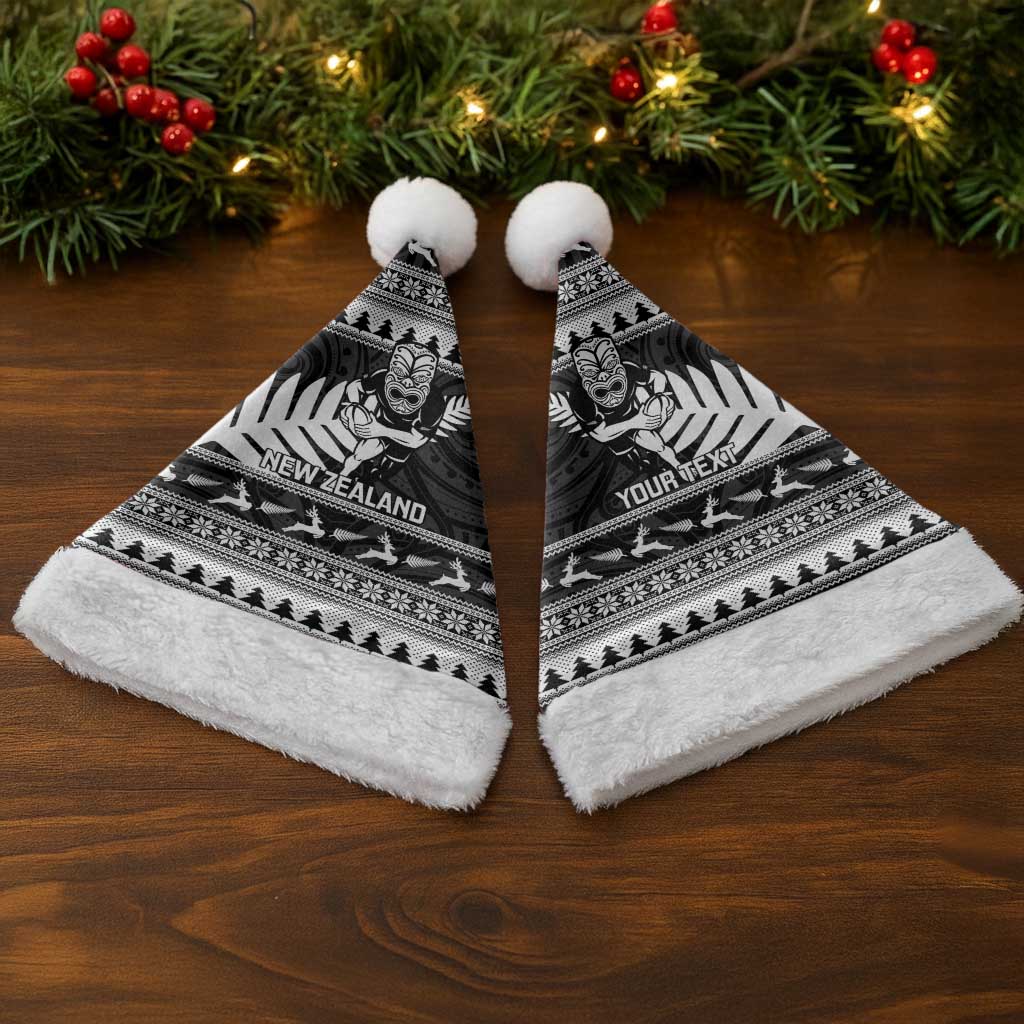 New Zealand Christmas Rugby Personalised Christmas Santa Hat Meri Kirihimete All Black Maori LT14 - Polynesian Pride