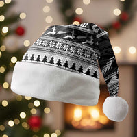 New Zealand Christmas Rugby Personalised Christmas Santa Hat Meri Kirihimete All Black Maori LT14 Without Fur Black - Polynesian Pride