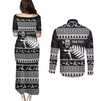 New Zealand Christmas Rugby Personalised Couples Matching Puletasi and Long Sleeve Button Shirt Meri Kirihimete All Black Maori - Polynesian Pride