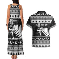 New Zealand Christmas Rugby Personalised Couples Matching Tank Maxi Dress and Hawaiian Shirt Meri Kirihimete All Black Maori - Polynesian Pride
