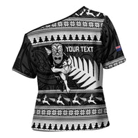 New Zealand Christmas Rugby Personalised Cross Shoulder Shirt Meri Kirihimete All Black Maori LT14 - Polynesian Pride