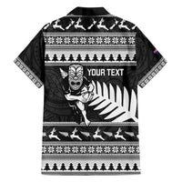 New Zealand Christmas Rugby Personalised Family Matching Off The Shoulder Long Sleeve Dress and Hawaiian Shirt Meri Kirihimete All Black Maori LT14 - Polynesian Pride
