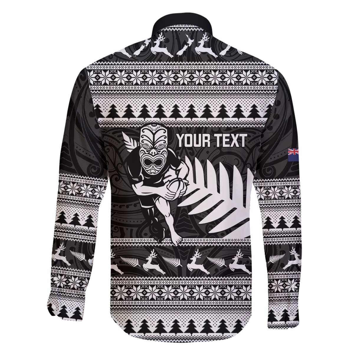 New Zealand Christmas Rugby Personalised Family Matching Off The Shoulder Long Sleeve Dress and Hawaiian Shirt Meri Kirihimete All Black Maori LT14 - Polynesian Pride