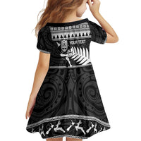 New Zealand Christmas Rugby Personalised Family Matching Off Shoulder Short Dress and Hawaiian Shirt Meri Kirihimete All Black Maori LT14 - Polynesian Pride