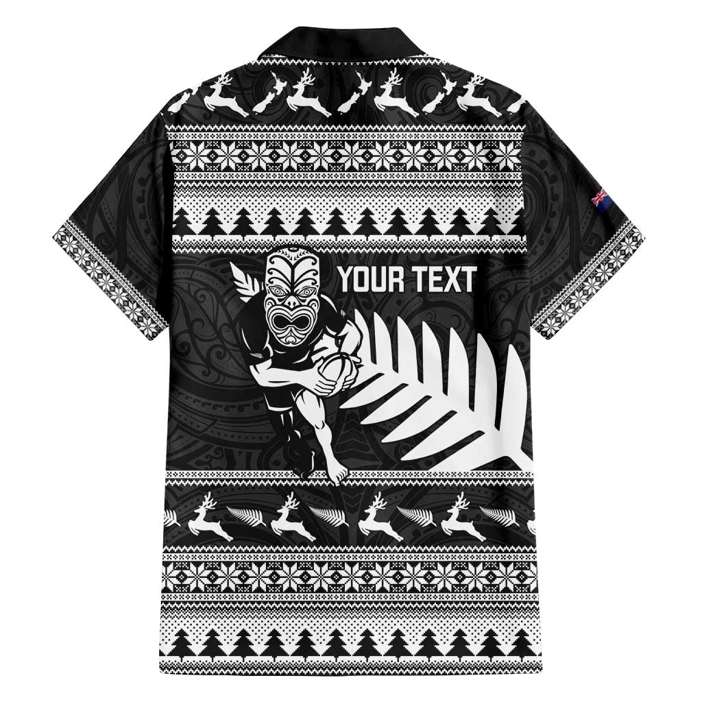 New Zealand Christmas Rugby Personalised Family Matching Off Shoulder Short Dress and Hawaiian Shirt Meri Kirihimete All Black Maori LT14 - Polynesian Pride