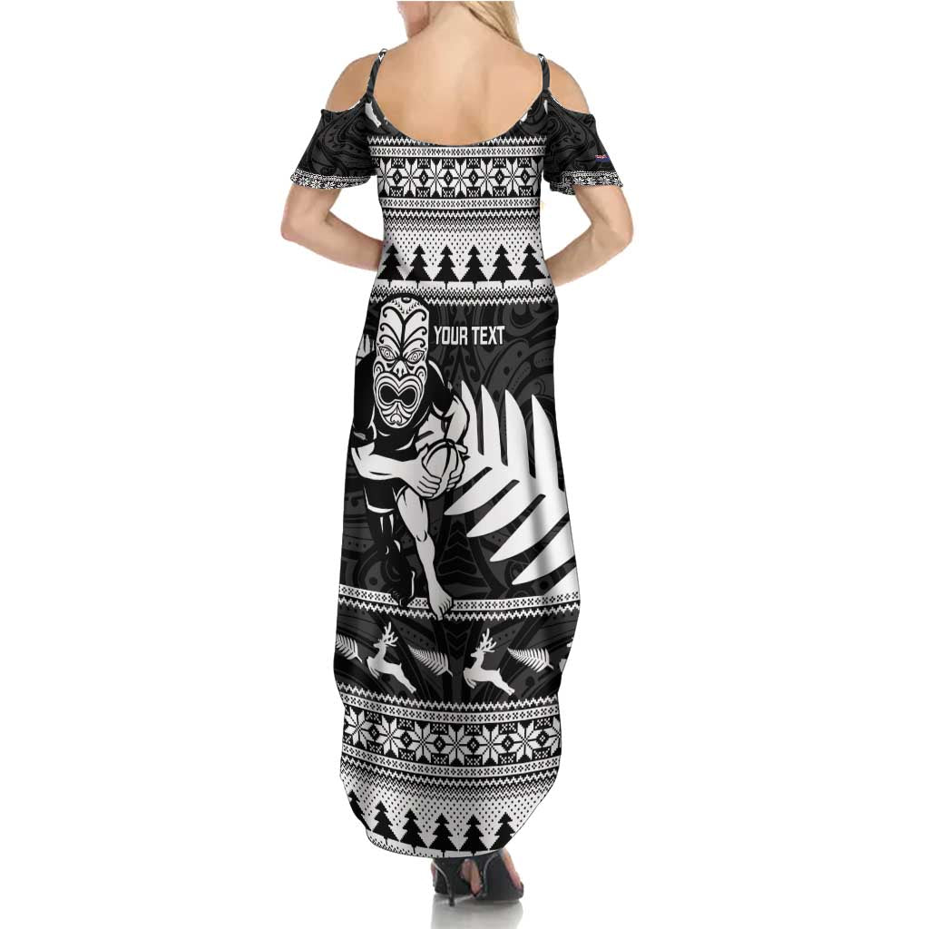 New Zealand Christmas Rugby Personalised Family Matching Summer Maxi Dress and Hawaiian Shirt Meri Kirihimete All Black Maori LT14 - Polynesian Pride