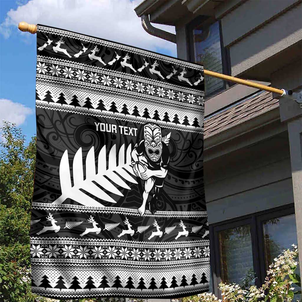 New Zealand Christmas Rugby Personalised Garden Flag Meri Kirihimete All Black Maori LT14 - Polynesian Pride