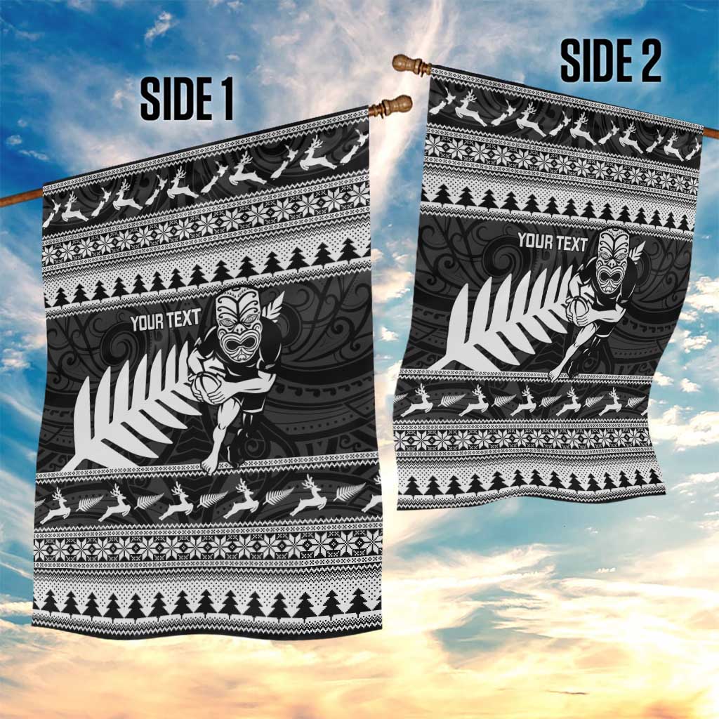 New Zealand Christmas Rugby Personalised Garden Flag Meri Kirihimete All Black Maori LT14 - Polynesian Pride