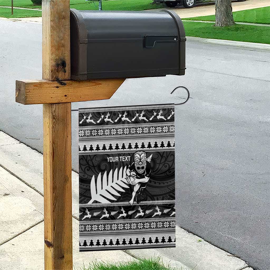 New Zealand Christmas Rugby Personalised Garden Flag Meri Kirihimete All Black Maori LT14 - Polynesian Pride