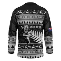 New Zealand Christmas Rugby Personalised Hockey Jersey Meri Kirihimete All Black Maori LT14 - Polynesian Pride
