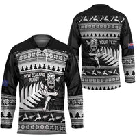New Zealand Christmas Rugby Personalised Hockey Jersey Meri Kirihimete All Black Maori LT14 - Polynesian Pride