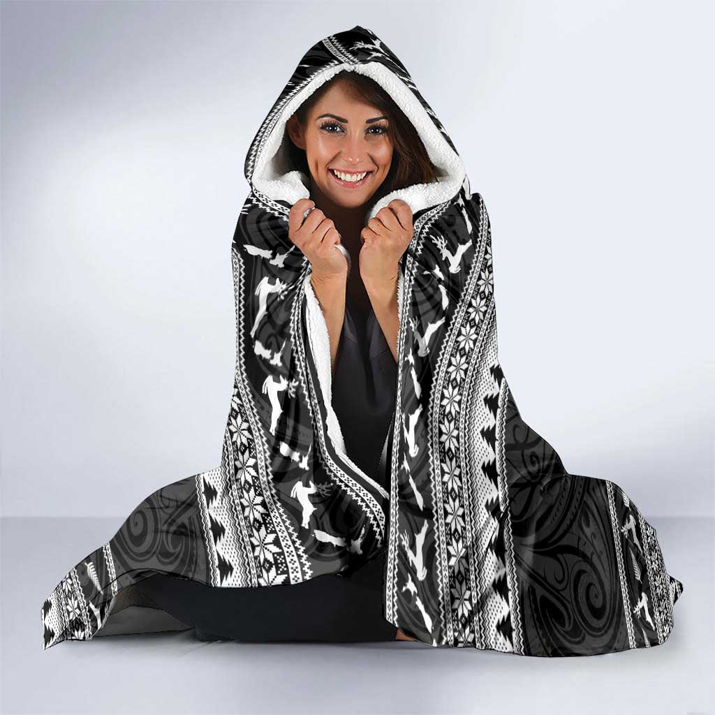 New Zealand Christmas Rugby Personalised Hooded Blanket Meri Kirihimete All Black Maori LT14 - Polynesian Pride