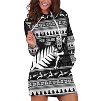 New Zealand Christmas Rugby Personalised Hoodie Dress Meri Kirihimete All Black Maori LT14 Black - Polynesian Pride