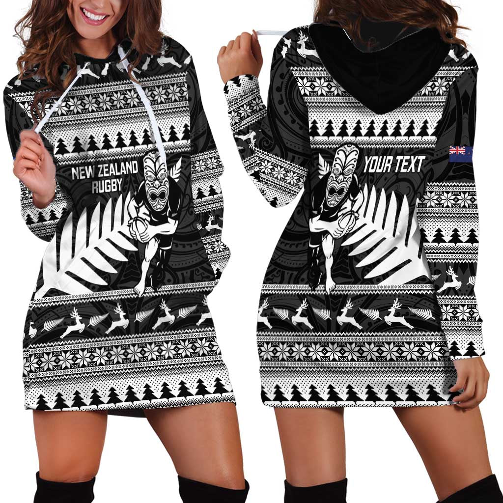 New Zealand Christmas Rugby Personalised Hoodie Dress Meri Kirihimete All Black Maori LT14 - Polynesian Pride