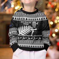 New Zealand Christmas Rugby Personalised Kid Ugly Christmas Sweater Meri Kirihimete All Black Maori LT14 - Polynesian Pride