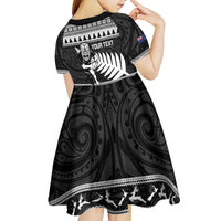 New Zealand Christmas Rugby Personalised Kid Short Sleeve Dress Meri Kirihimete All Black Maori LT14 - Polynesian Pride