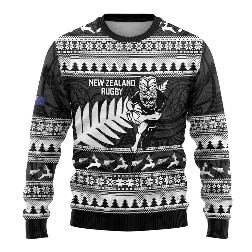 New Zealand Christmas Rugby Personalised Ugly Christmas Sweater Meri Kirihimete All Black Maori LT14 - Polynesian Pride