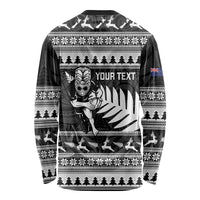 New Zealand Christmas Rugby Personalised Long Sleeve Shirt Meri Kirihimete All Black Maori - Polynesian Pride