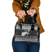 New Zealand Christmas Rugby Personalised Shoulder Handbag Meri Kirihimete All Black Maori - Polynesian Pride