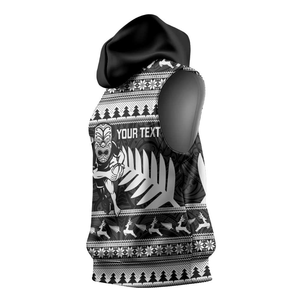 New Zealand Christmas Rugby Personalised Sleeveless Hoodie Meri Kirihimete All Black Maori LT14 - Polynesian Pride
