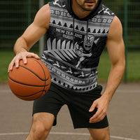 New Zealand Christmas Rugby Personalised Sleeveless Hoodie Meri Kirihimete All Black Maori LT14 - Polynesian Pride