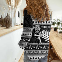 New Zealand Christmas Rugby Personalised Women Casual Shirt Meri Kirihimete All Black Maori LT14 - Polynesian Pride