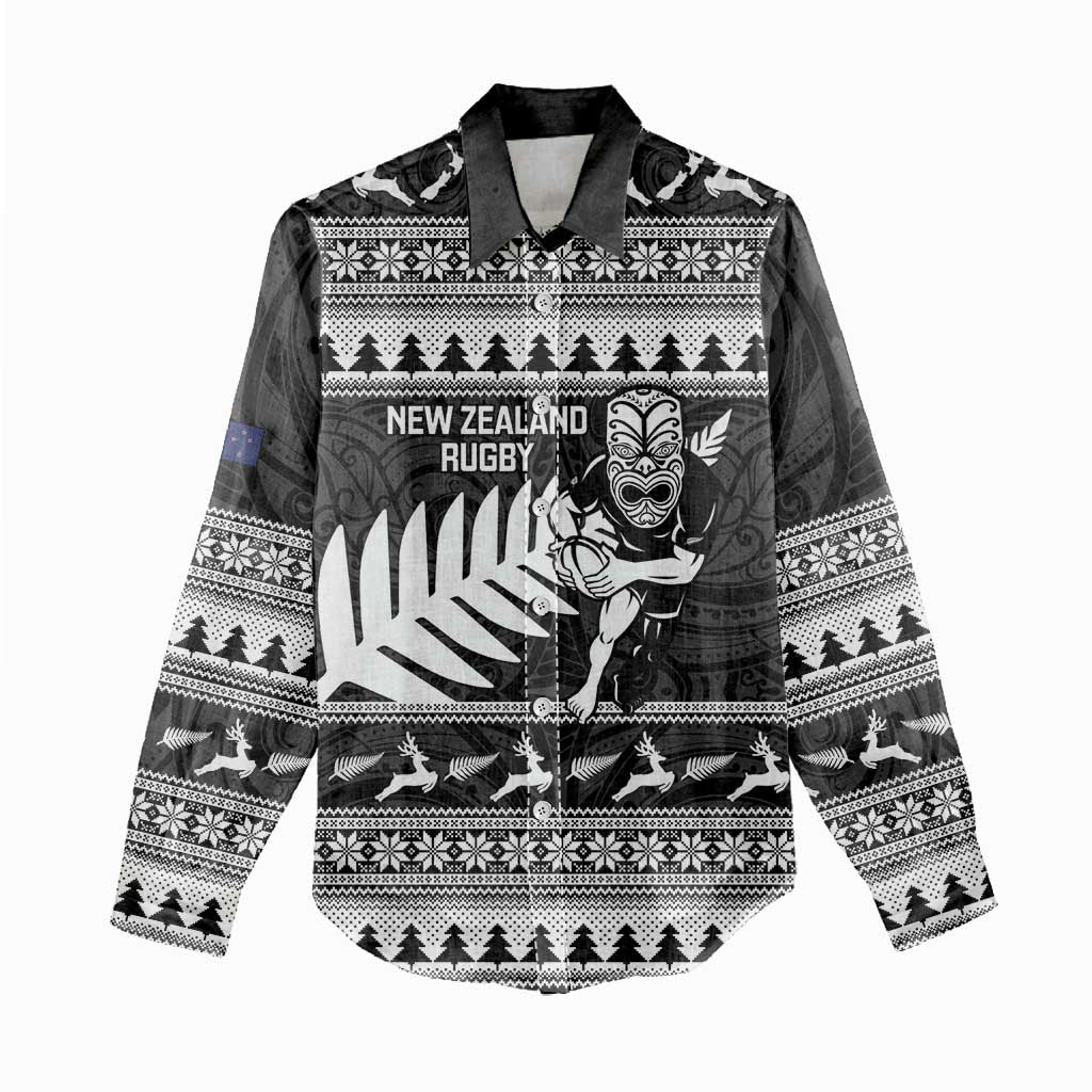 New Zealand Christmas Rugby Personalised Women Casual Shirt Meri Kirihimete All Black Maori LT14 - Polynesian Pride