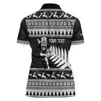 New Zealand Christmas Rugby Personalised Women Polo Shirt Meri Kirihimete All Black Maori LT14 - Polynesian Pride