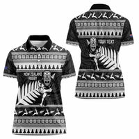 New Zealand Christmas Rugby Personalised Women Polo Shirt Meri Kirihimete All Black Maori LT14 - Polynesian Pride