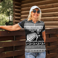 New Zealand Christmas Rugby Personalised Women Polo Shirt Meri Kirihimete All Black Maori LT14 - Polynesian Pride