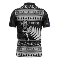 New Zealand Christmas Rugby Personalised Zipper Polo Shirt Meri Kirihimete All Black Maori LT14 - Polynesian Pride