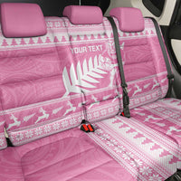 New Zealand Christmas Rugby Personalised Back Car Seat Cover Meri Kirihimete All Black Maori Pink Version LT14 - Polynesian Pride