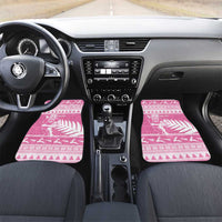 New Zealand Christmas Rugby Personalised Car Mats Meri Kirihimete All Black Maori Pink Version - Polynesian Pride