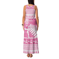 New Zealand Christmas Rugby Personalised Family Matching Tank Maxi Dress and Hawaiian Shirt Meri Kirihimete All Black Maori Pink Version LT14 - Polynesian Pride