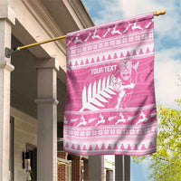 New Zealand Christmas Rugby Personalised Garden Flag Meri Kirihimete All Black Maori Pink Version LT14 House Flag Pink - Polynesian Pride