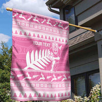 New Zealand Christmas Rugby Personalised Garden Flag Meri Kirihimete All Black Maori Pink Version LT14 - Polynesian Pride