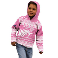 New Zealand Christmas Rugby Personalised Kid Hoodie Meri Kirihimete All Black Maori Pink Version LT14 - Polynesian Pride