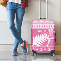 New Zealand Christmas Rugby Personalised Luggage Cover Meri Kirihimete All Black Maori Pink Version LT14 - Polynesian Pride