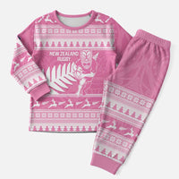 New Zealand Christmas Rugby Personalised Christmas Pajama Set Meri Kirihimete All Black Maori Pink Version LT14 Men Pink - Polynesian Pride
