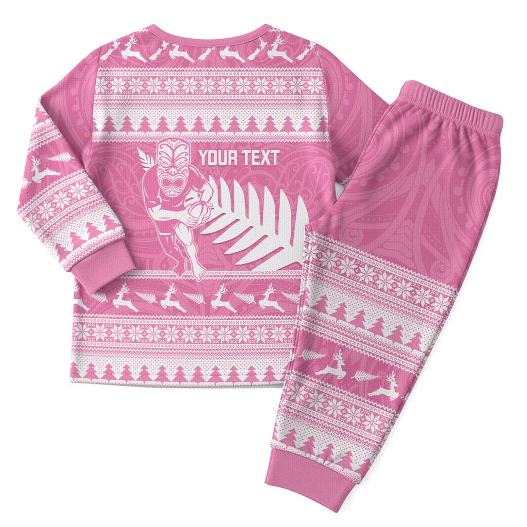 New Zealand Christmas Rugby Personalised Christmas Pajama Set Meri Kirihimete All Black Maori Pink Version LT14 - Polynesian Pride