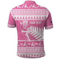 New Zealand Christmas Rugby Personalised Polo Shirt Meri Kirihimete All Black Maori Pink Version LT14 - Polynesian Pride