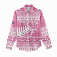 New Zealand Christmas Rugby Personalised Women Casual Shirt Meri Kirihimete All Black Maori Pink Version LT14 - Polynesian Pride