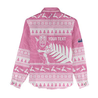 New Zealand Christmas Rugby Personalised Women Casual Shirt Meri Kirihimete All Black Maori Pink Version LT14 - Polynesian Pride