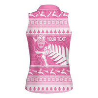 New Zealand Christmas Rugby Personalised Women Sleeveless Polo Shirt Meri Kirihimete All Black Maori Pink Version LT14 - Polynesian Pride