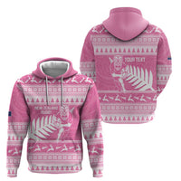 New Zealand Christmas Rugby Personalised Zip Hoodie Meri Kirihimete All Black Maori Pink Version LT14 - Polynesian Pride